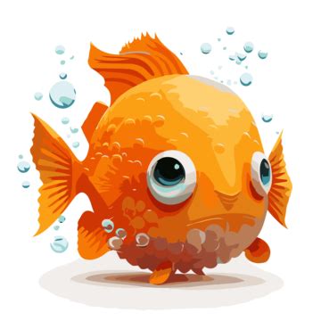 Orange Fish Vector, Sticker Clipart An Orange Fish With Bubbles And ...