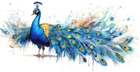 Premium AI Image | Peacock with blue feathers and yellow tail feathers ...