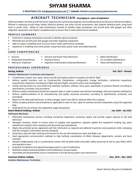 Aircraft Technician Resume Examples & Template (with job winning tips)