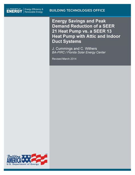 Energy Savings and Peak Demand Reduction of a SEER 21 Heat Pump vs. a ...