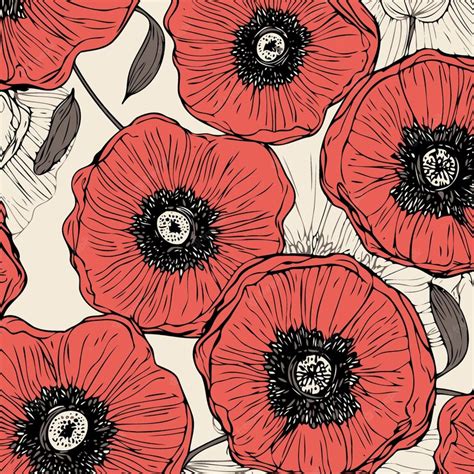 Premium Vector | Red poppy flowers background