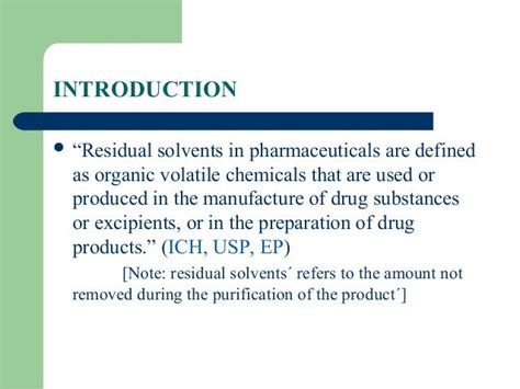 Residual solvent