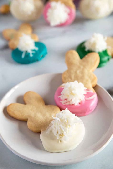 Easter Bunny Cookies with Fluffy Tails Easy Shortbread Easter Bunny Cookies