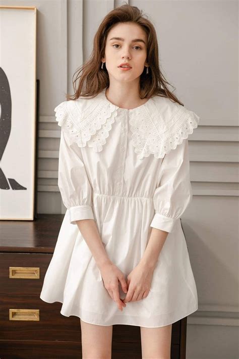 Estella Peasant Collar Dress in 2020 | Dresses, Collar dress, White ...