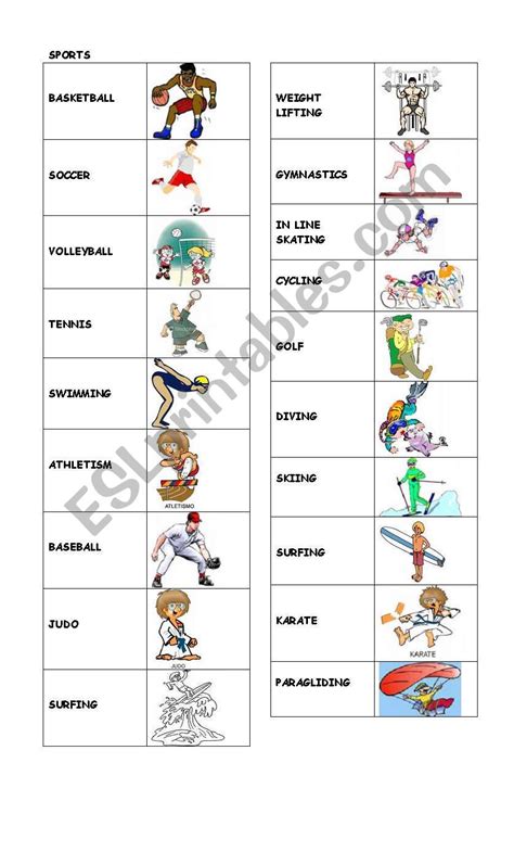 Sports Vocabulary for Kids - ESL worksheet by Franteacher