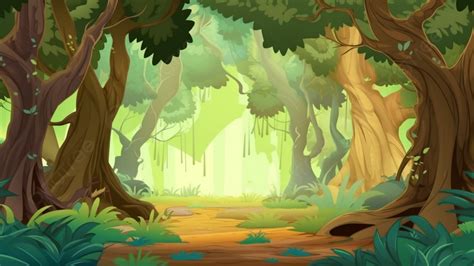 Forest Cartoon Background, Forest, Tree, Grass Background Image And ...