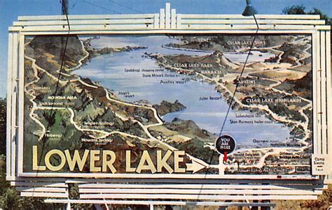 Maps Lower Lake, Clear Lake California, USA Unused / HipPostcard