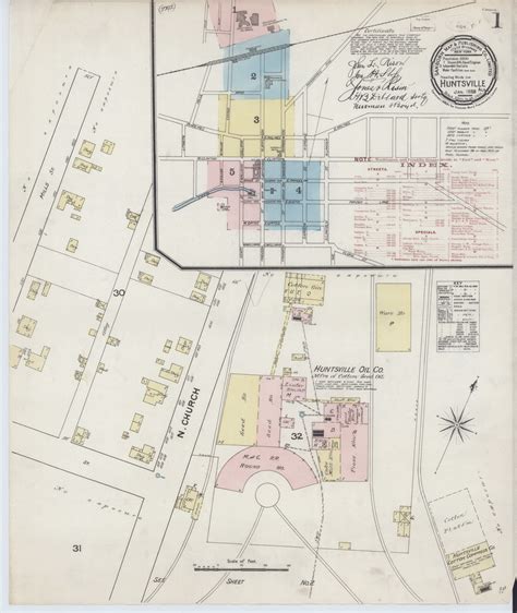 Huntsville, Alabama 1888 - Old Map Alabama Fire Insurance Index - OLD MAPS