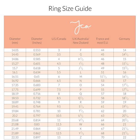 Ring Size Chart Printable Women's