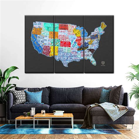 Massive USA License Plate Map Wall Art | Digital Art | by DESIGN TURNPIKE