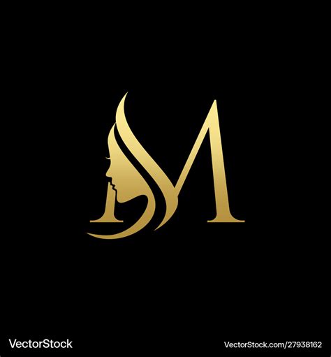 Letter m beauty women face logo design Royalty Free Vector