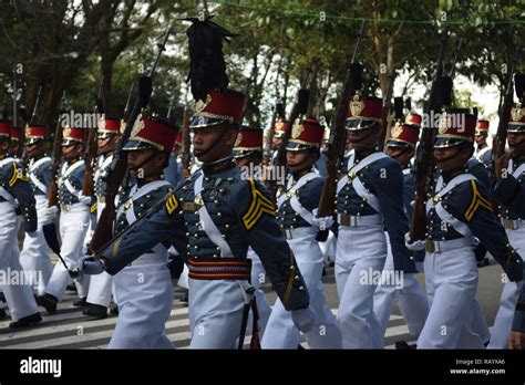 Cadets of the Philippine Military Academy (PMA) performing marching ...