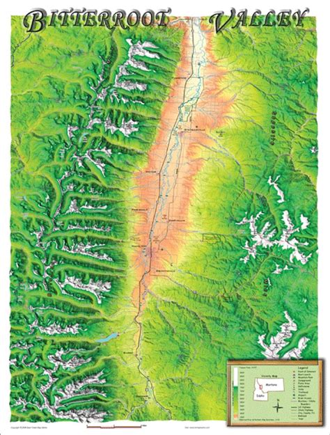 Bitterroot Valley Map - ToursMaps.com