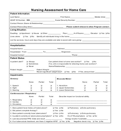 Free 7 Sample Nursing Assessment Forms In Pdf Ms Word | Free Nude Porn ...