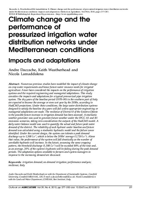 (PDF) Climate change and the performance of pressurized irrigation ...