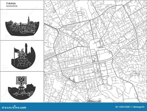 Tirana City Map With Hand-drawn Architecture Icons Vector Illustration ...