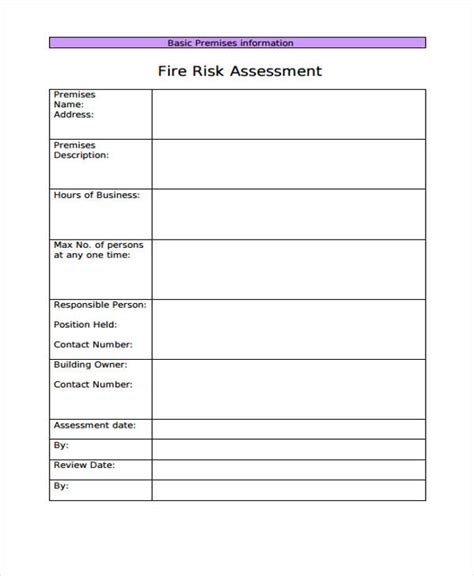 Fire Risk Assessment Form Template Free - FREE PRINTABLE TEMPLATES