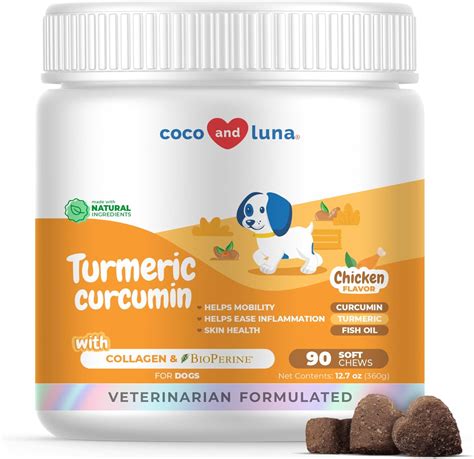 Amazon.com : Turmeric Curcumin for Dogs - 90 Soft Chews - with Collagen ...