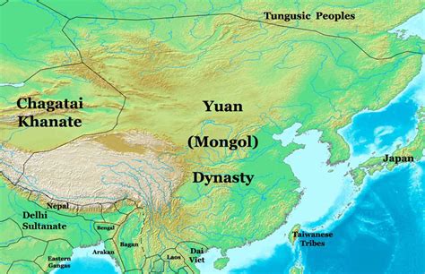 Yuan Dynasty Map, China, 1300 AD - Nations Online Project