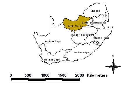 Map of South Africa showing North West Province. | Download Scientific ...