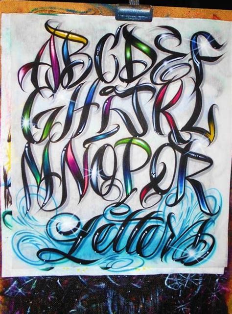 Airbrush Lettering Font - Multi-Colored Script Caps | Graffiti alphabet ...