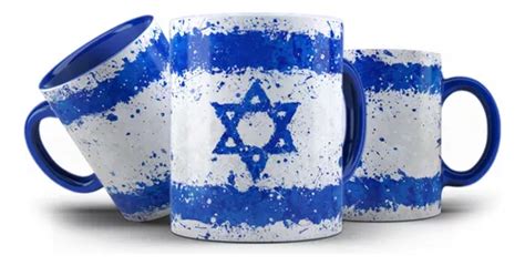 Caneca De Porcelana Da Bandeira De Israel Significado Davi | MercadoLivre