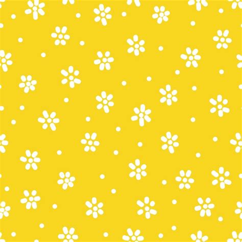 Fondo amarillo con flores blancas y puntos blancos. | Vector Premium