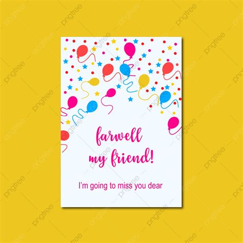 Funny Farewell Card Template Design With Balloon Template Download on ...