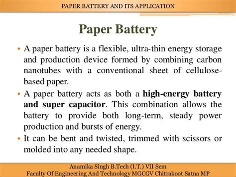 Paper batteryand its applications