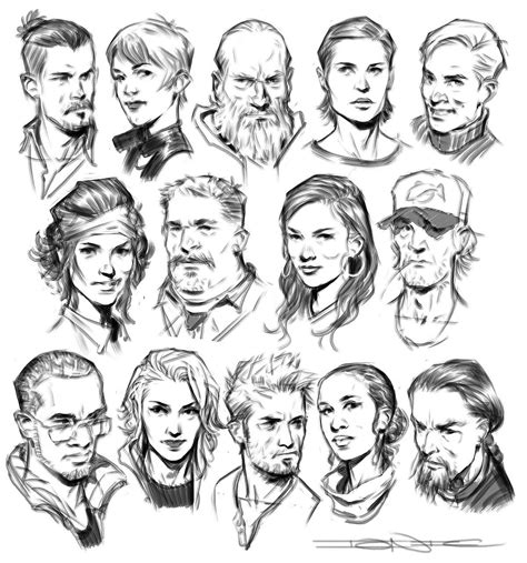 ArtStation - Faces, John Grello | Sketches, Art sketches, Concept art ...