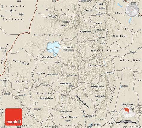 Shaded Relief Map of Amhara