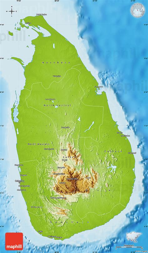 Physical Map of Sri Lanka