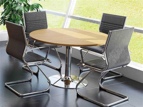 TCS Round Meeting Table on Chrome Trumpet Base - Rapid Office Furniture