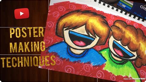 POSTER MAKING TECHNIQUES! How to blend oil pastel colors? - YouTube