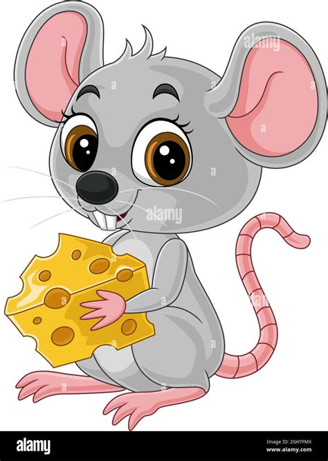 Cartoon cute little mouse holding a cheese Stock Vector Image & Art - Alamy