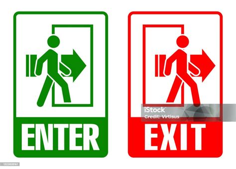 Entry And Exit Sign Stock Illustration - Download Image Now - Exit Sign ...