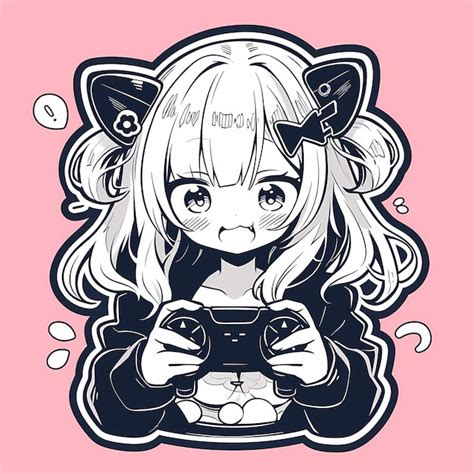 Premium AI Image | Minimal Japanese Kawaii Gamer Girl Chibi Anime ...