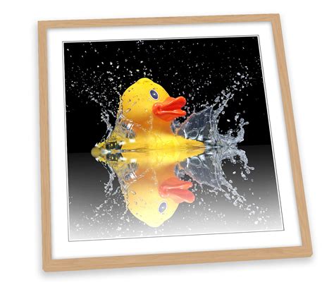 Rubber Duck Bathroom Black Yellow FRAMED ART PRINT Picture Square ...