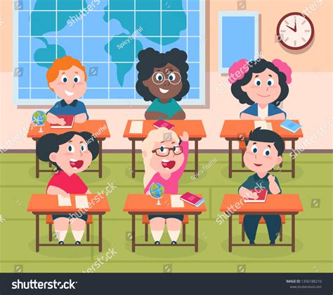 Kids Classroom Cartoon Children School Studying: vector de stock (libre ...