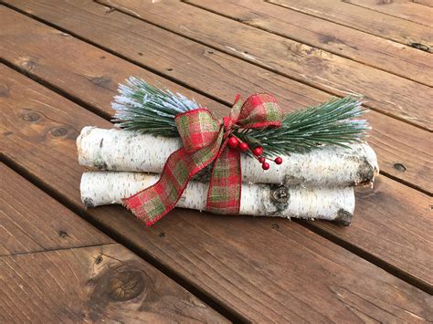 Birch Logs Bundle Decorative Birch Logs Yule Log Mantel Log