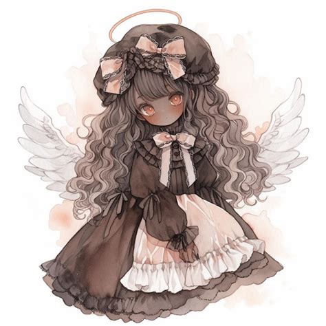 Premium Photo | Anime style drawing of a girl with angel wings and a ...