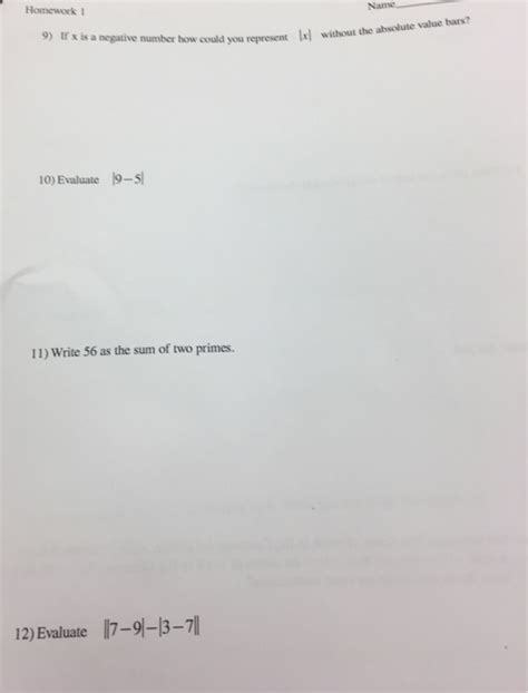 Solved If x is a negative number how could you represent |x| | Chegg.com