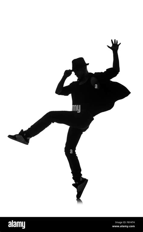 silhouette of male dancer isolated on white Stock Photo - Alamy