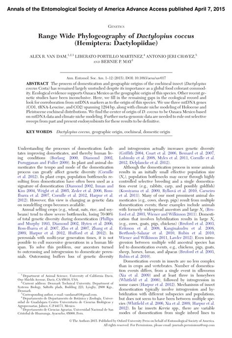 (PDF) Range Wide Phylogeography of Dactylopius coccus (Hemiptera ...