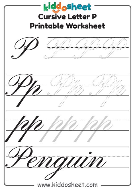 Cursive of P Letter Worksheets Printable - Kiddosheet