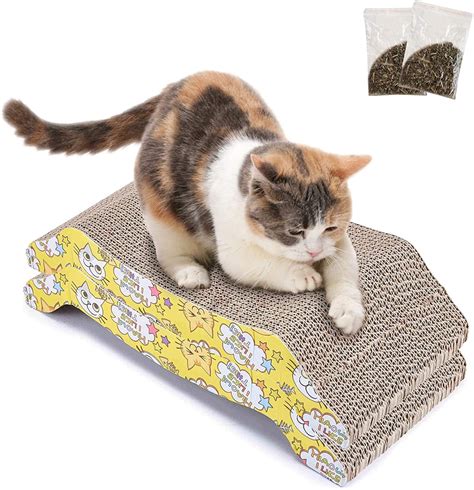 Cat Scratcher Cardboard (2 Pieces) Scratching Post for Corrugated Cats ...