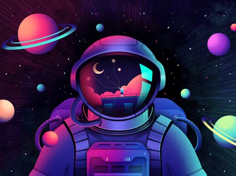 Astronaut Space Background Drawing