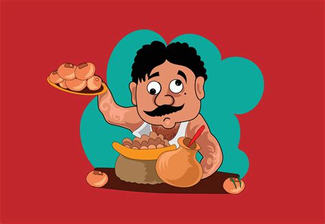 Indian or Pakistani Street food. pani puri seller vector illustration ...