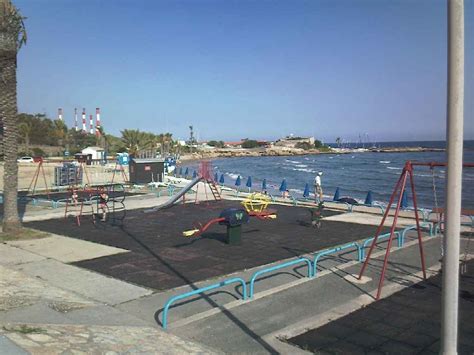 View of Dhekelia Power Station, Towers in background from childrens ...