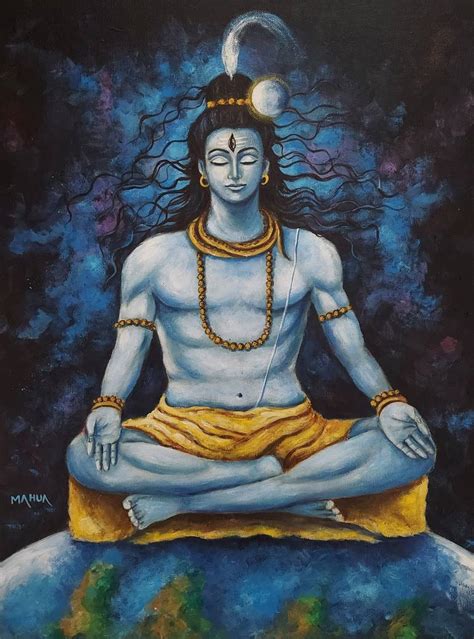 Shiva in Meditation Painting by Mahua Pal | Saatchi Art